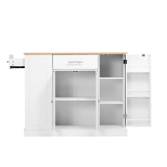 KFFKFF Kitchen Island Cart with Storage, 42.36-Inch Wide Table for Kitchen, Featuring 2 Drawers and Storage Cabinet, Ideal for Home Dining Room, White