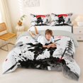 thumbnail image 3 of Homewish Vintage Samurai Landscape Queen Comforter Set,Red Plum Blossom Comforter Sets Queen,Light Gray Reversible,3 Pieces,1 Comforter and 2 Pillowcases, 3 of 7