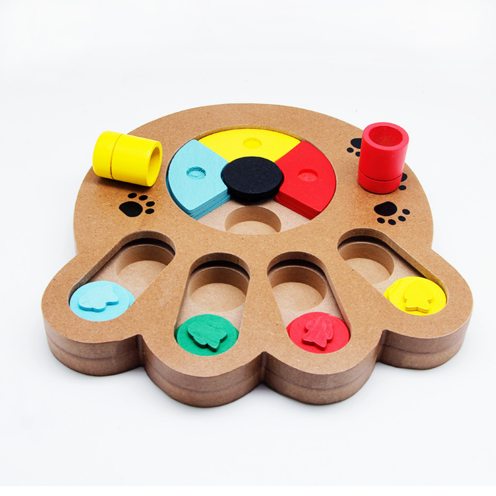 Dsseng Dog Educational Toys Puppy Foraging Food Wooden Bone Paw Shape Puzzle Toy Pets Training Supplies Cat Interactive Toy