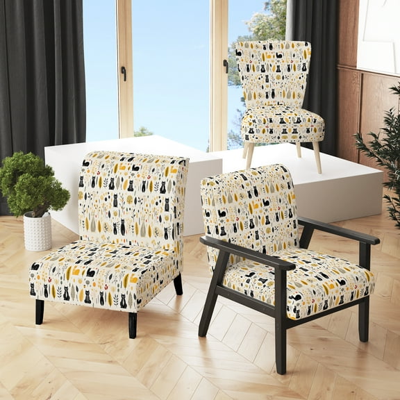 Designart "Nursery Scandinavian Pattern" Upholstered Casual Accent Chair and Animal Print Arm Chair - Multiple Color & Pattern