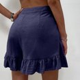 thumbnail image 6 of Abcnature Plus Size Shorts, Womens Athletic Shorts, Women Fashion Solid Color Casual Wide Leg Ruffle Loose High Waist Shorts, Comfy Beach Shorts, Yoga Pants, Cycling Sport Shorts Navy 3XL, 6 of 6