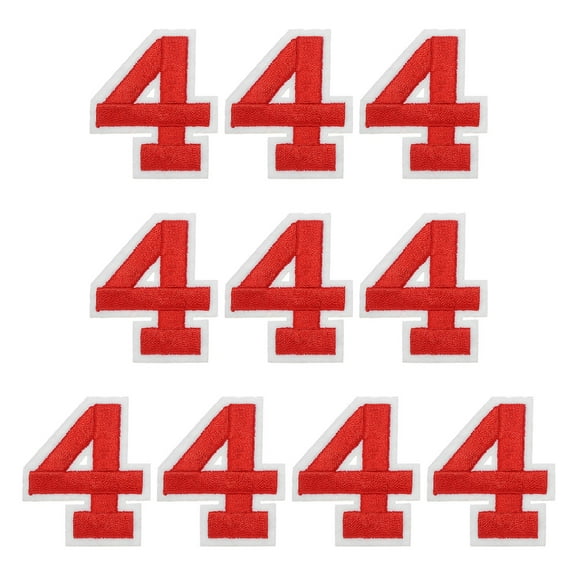 Uxcell Embroidered Numbers Patches, Numbers 4 Applique Embroidered Patch Sew on Decals 1.77 Inch, Red 10 Pcs