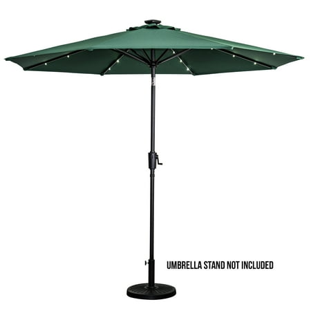 Sun Ray - 9' Round 8Rib Solar Lighted Umbrella - Hunter Green