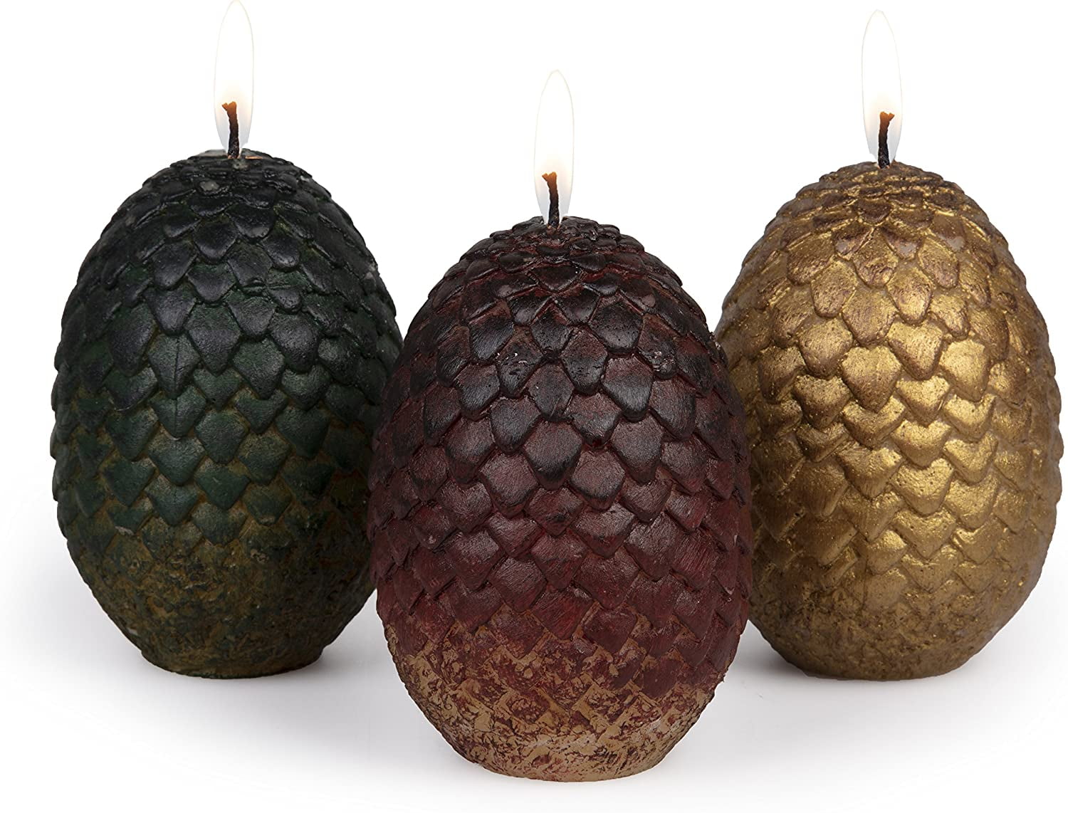Game of Thrones Sculpted Dragon Egg Candles, Set of 3 - Great Gift for GoT and House of The Dragon Fans - 2 1/2" Each Replicas