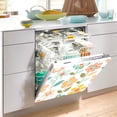thumbnail image 2 of Yayeee Magnetic Dishwasher Cover for The Front Decoration Home Kitchen Machine Sticker Protector, Orange Retro Flower, 2 of 6