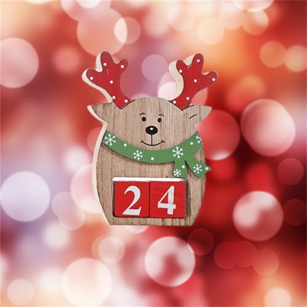 onlyliua ¡ Liquidación de Ofertas de Hoy! Calendario de Cuenta Regresiva de Navidad En Papá Noel Cuenta Regresiva Dimensional de Madera Manualidades de Madera