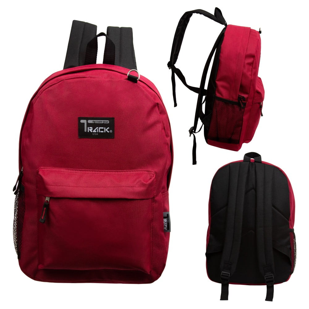 Track 17 Inch Classic Burgundy Backpacks Bulk Case of 24 Wholesale