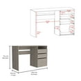 thumbnail image 5 of Knubmt Computer Desk with 1 Shelf and 3 Drawers, Wood Writing Table for Home Office, Light Gray, 5 of 6