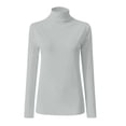 thumbnail image 4 of Lumtrix Women's Mock Turtle Neck Long Sleeve T Shirts Basic Lightweight Stretch Slim Fitted Tops Fall & Winter for Underwear Soft Casual Tops Light Gray 2XL, 4 of 5