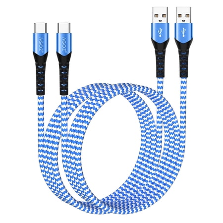2 Pack AGOZ Blue 6ft Extra Long Durable FAST Charging USB C Cable Type C Charger Cord for Xbox Series X, Series S Controller