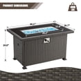 thumbnail image 3 of Homrest 44" Propane Fire Pit Table 50,000Btu Auto-Ignition Dark Brown and Black Wicker, 3 of 7