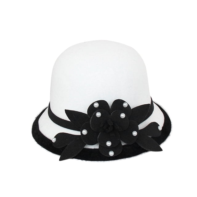 Chapeau Melon Petit pour Femme, Automne et Hiver, Fleurs, Rond, Décontracté, Style Bassin de Pêcheur