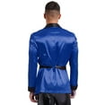 thumbnail image 2 of vastwit Mens Satin Smoking Robe Jacket Long Sleeve Kimono Bathrobe with Belt Royal Blue M, 2 of 7