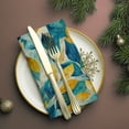 thumbnail image 3 of Bahomeck Napkins Set Of 4 Reusable Washable Square Fabric Dining Table Napkins Weddings Party Dinner Decor,18*18 Inch,Watercolor Leaves In Teal And Gold, 3 of 3