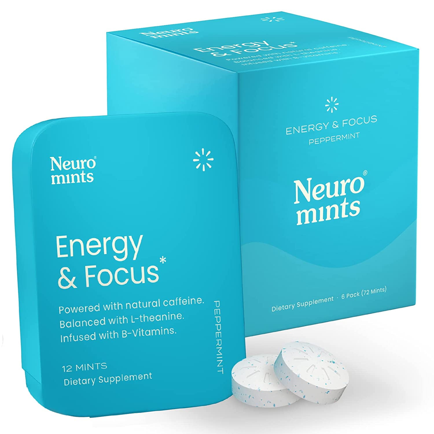 Neuro Mints Nootropic Energy & Focus Mints, Peppermint Flavor, 6Pack