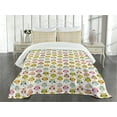 thumbnail image 3 of Ambesonne Owls Quilted Bedspread Set 3 Pcs, Daisies Sunglasses Stripes, King Size, Multicolor, 3 of 5