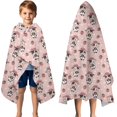 thumbnail image 3 of Pink Cow Strawberry Hat Pattern Hooded Bath Towel，50"x30" for Ages 3 To 12 Kids, Quick Dry Lightweight Soft Microfiber Hood Beach Towel Cover Up for Kids, 3 of 7