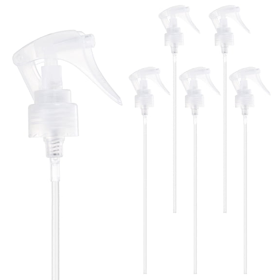 Uxcell 6-Pack Spray Bottle Nozzle Replacement, Plastic Mini Trigger Spray Nozzle Heads with Tube [Transparent, Head Only]