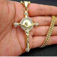 thumbnail image 1 of Collar con Amuleto de oración Yuxing cruz católica dorado estilo Vintage con cadena, 1 of 5