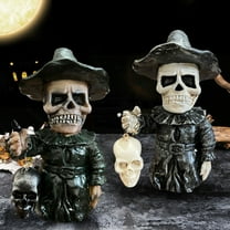 Halloween Ghost Figurine Ghost Decor Halloween Hat Skull Ghost Decoration Statue Ornament Ghost Festival Resin Handicraft Ornament Halloween Decoration for Gift Props Tabletop Home Decor