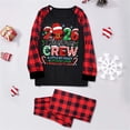 thumbnail image 4 of Matching Family Christmas Pajamas Long Sleeve Letters Print T-Shirt with Plaid Pants for Women Men Adults Couples, 4 of 5