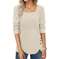 thumbnail image 4 of Fantaslook Square Neck Tops for Women Long Sleeve Dressy Blouses Button Side Tunic Shirts, 4 of 8