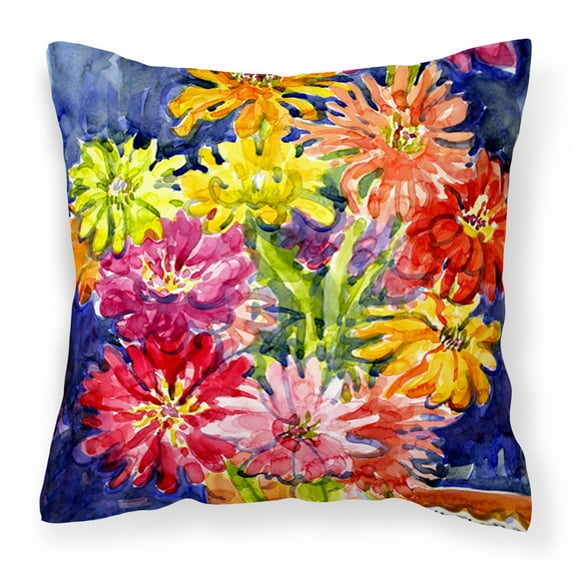 Carolines Treasures 6069PW1414 Flower - Gerber Daisies Decorative   Canvas Fabric Pillow 14Hx14W multicolor
