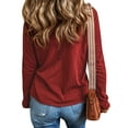 thumbnail image 4 of Hibeli Women V Neck Long Sleeve Solid Color Casual Pullover Top, 4 of 4