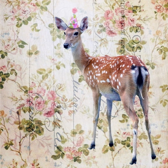 MARMONT HILL  - 'Party Doe' by Morgan Jones Painting Print on Wrapped Canvas - Multi-Color 24 x 24