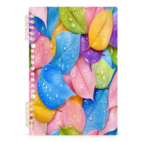 A5 Spiral Notebook 60 Sheets 80gsm Paper Ruled Journal Vibrantly Colored Leaves