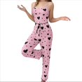 thumbnail image 2 of Pijama de Dos Piezas con Top Corto con Estampado de Corazones y Pantalones Anchos para Mujer. Ropa de Dormir para Estar en Casa. Amor Negro y Rosa XXL, 2 of 7