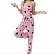 thumbnail image 2 of Pijama de Dos Piezas con Top Corto con Estampado de Corazones y Pantalones Anchos para Mujer. Ropa de Dormir para Estar en Casa. Amor Negro y Rosa L, 2 of 7