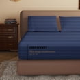 thumbnail image 2 of 100% Egyptian Cotton Fitted Sheet Full Size, 600 Thread Count, Single Fitted Sheet Only,16" Deep Pocket Sheet, Soft & Elastic Sateen Weave Bottom Sheet for Hotel & Home (Navy Blue-Stripe, Full), 2 of 7