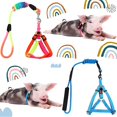 thumbnail image 1 of 2 Pieces Adjustable Mini Pig Harness Leash Mini Pig Walking Harness and Leash for Hog Piggy Ferret Rabbit Dog Cat and Other Small Animals Walking Training Jogging, 1 of 6
