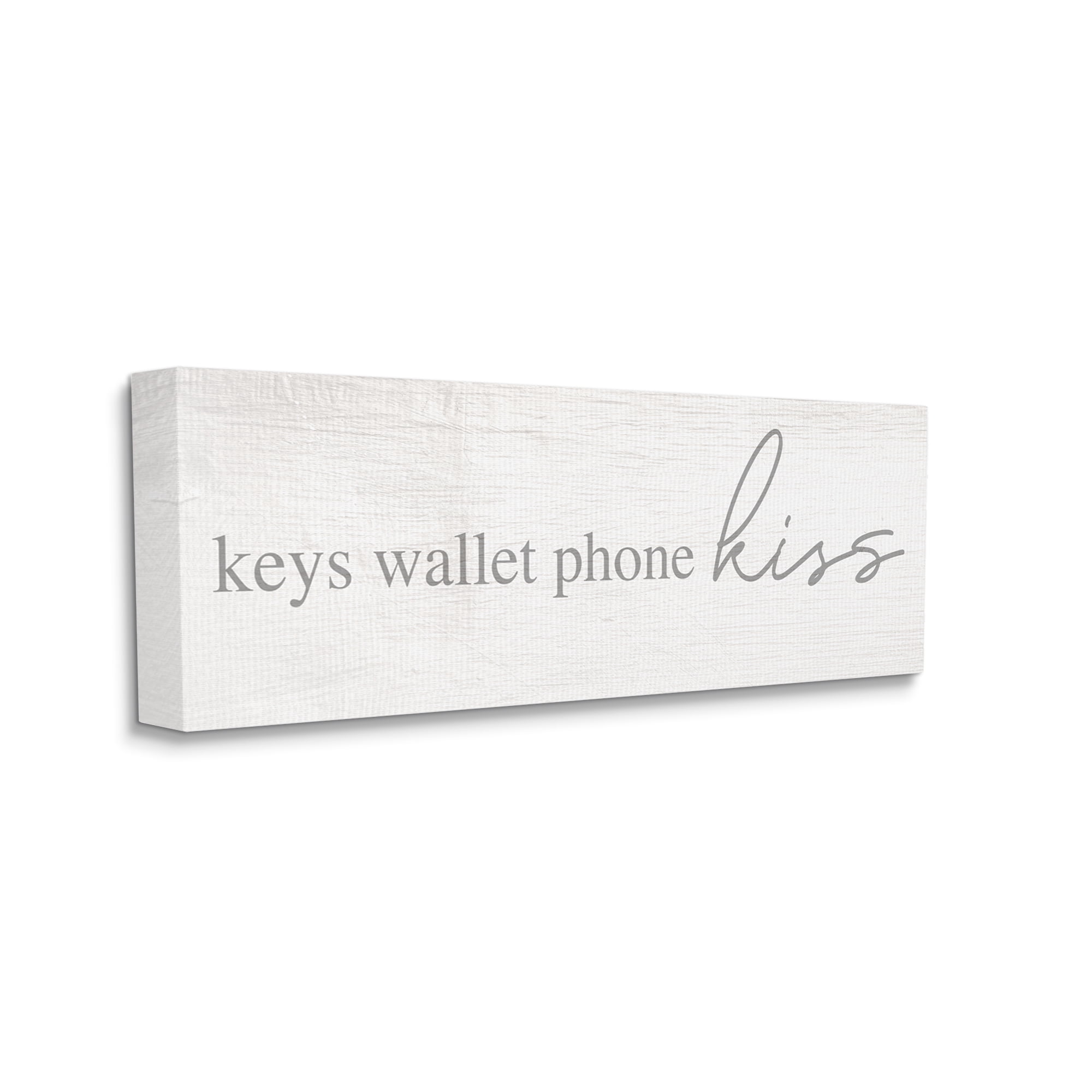 Stupell Industries Keys Wallet Phone Kiss Rustic Romantic Phrase, 24 x 10, Design by Daphne Polselli