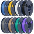 thumbnail image 3 of 3D Printer Filament, Neatly Wound 250G Spool PLA Filament Bundle, 1.75mm PLA Filament Muticolor, High Compatiblity, 8 Rolls, Black+White+Grey+Burlywood+Purple+Bluegrey+GrassGreen+PureYellow, 3 of 5