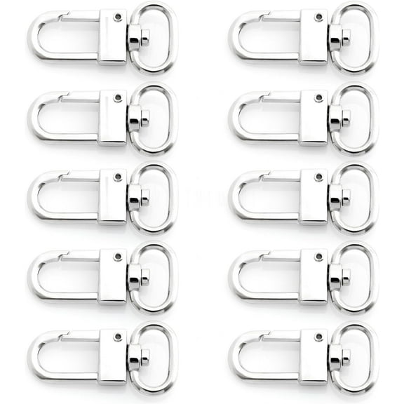 Snap Hook Tiny Push Gate Swivel Lobster Clasps for Bags Belts Landyards Clips 10 Pack PLHL (Silver)