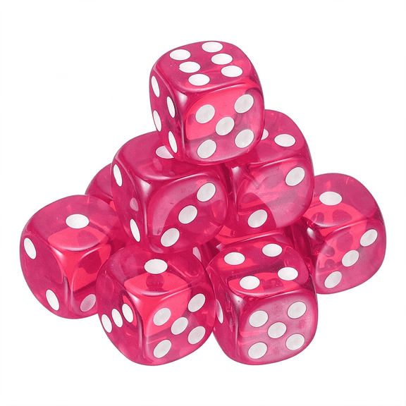 BESTSKY 6 Sided Acrylic Dice,16Mm/0.63" Game Dice Rose Red 10Pcs | D6 Rounded Corner Translucent Colored for Theme Party Fun Table Board Games Vibrant Pink Dice