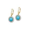 thumbnail image 3 of 2.85 Carat (Ctw) Turquoise Dangling Leverback Earrings in 14K Yellow Gold with Diamonds for Women, 3 of 5