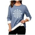 thumbnail image 3 of Women's Festive Snowflake Print Pullover Crew Neck Thermal Winter Sweater Cozy Wear, 3 of 4