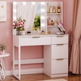 thumbnail image 3 of Ktaxon Lighted Makeup Vanity Table, White Dressing Desk with Charging Station, White, 3 of 10