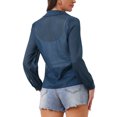 thumbnail image 3 of INSPIRE CHIC Women's Shirt Mesh Sheer Point Collar Long Sleeve Button Down Shirt XS Dark Blue, 3 of 6