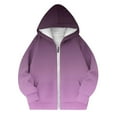 thumbnail image 3 of Kids Fall Winter Tops New Teen Girls Zip up Hoodies Fleece Lined Thermal Jacket Casual Long Sleeve Hooded Sweatshirts Fall Gradient Coat Purple 6-7 Years, 3 of 4