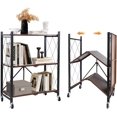 thumbnail image 4 of Tier Folding Shelf with Wheels  Metal Steel Collapsible Shelves  Folding Bookshelf no Assembly  Portable Folding Storage Shelves  Rolling Standing Utility Rack for Kitchen  Office  Rustic, 4 of 6