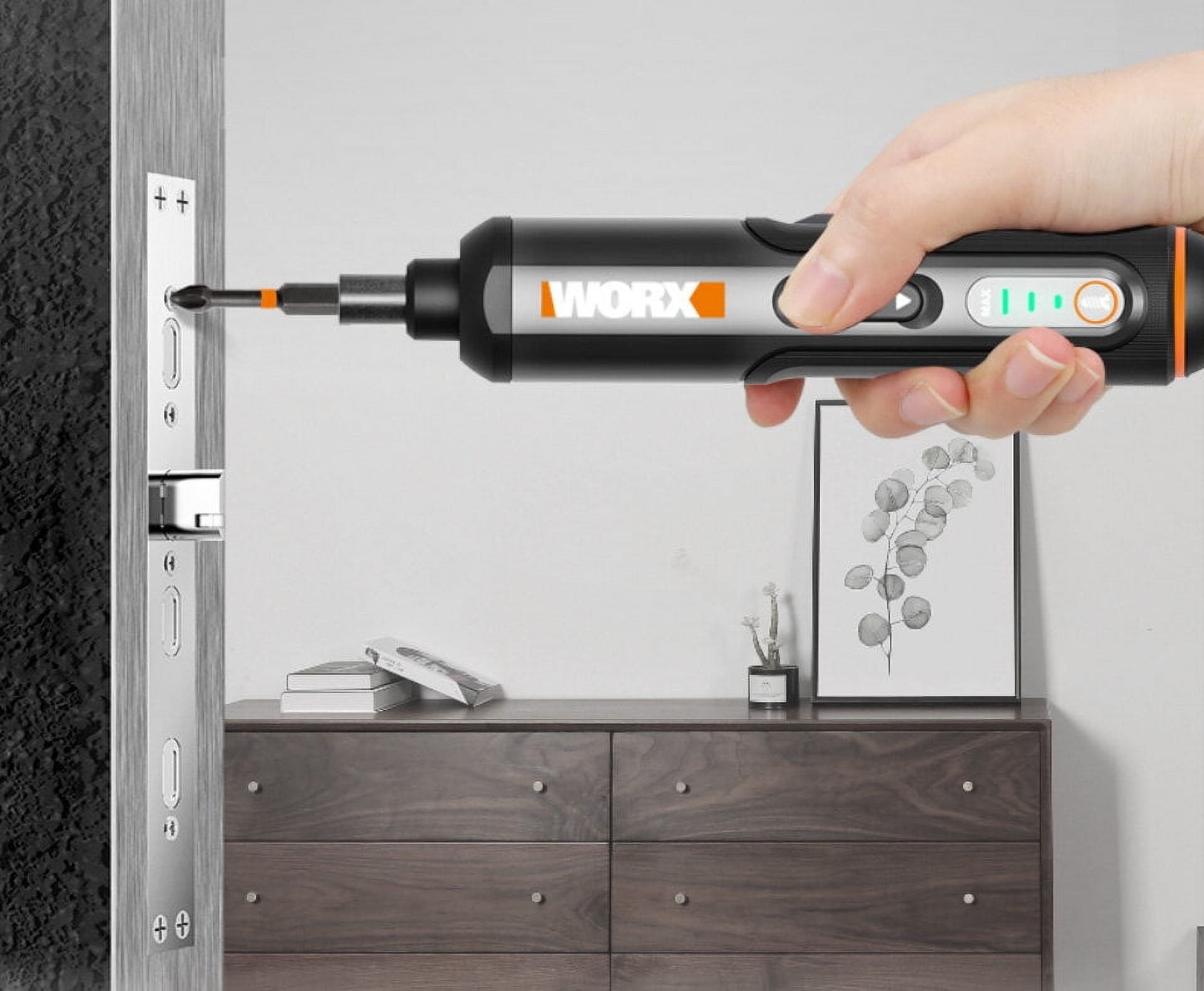 Worx WX242 Mini Cordless Screwdriver – Includes 30 Bits