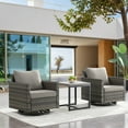thumbnail image 2 of POCASSY Outdoor Swivel Rocking Chair with Table and Cushion, PE All Weather Wicker Rocker Set for Deck, Proch, Balcony, Gray, 2 of 7
