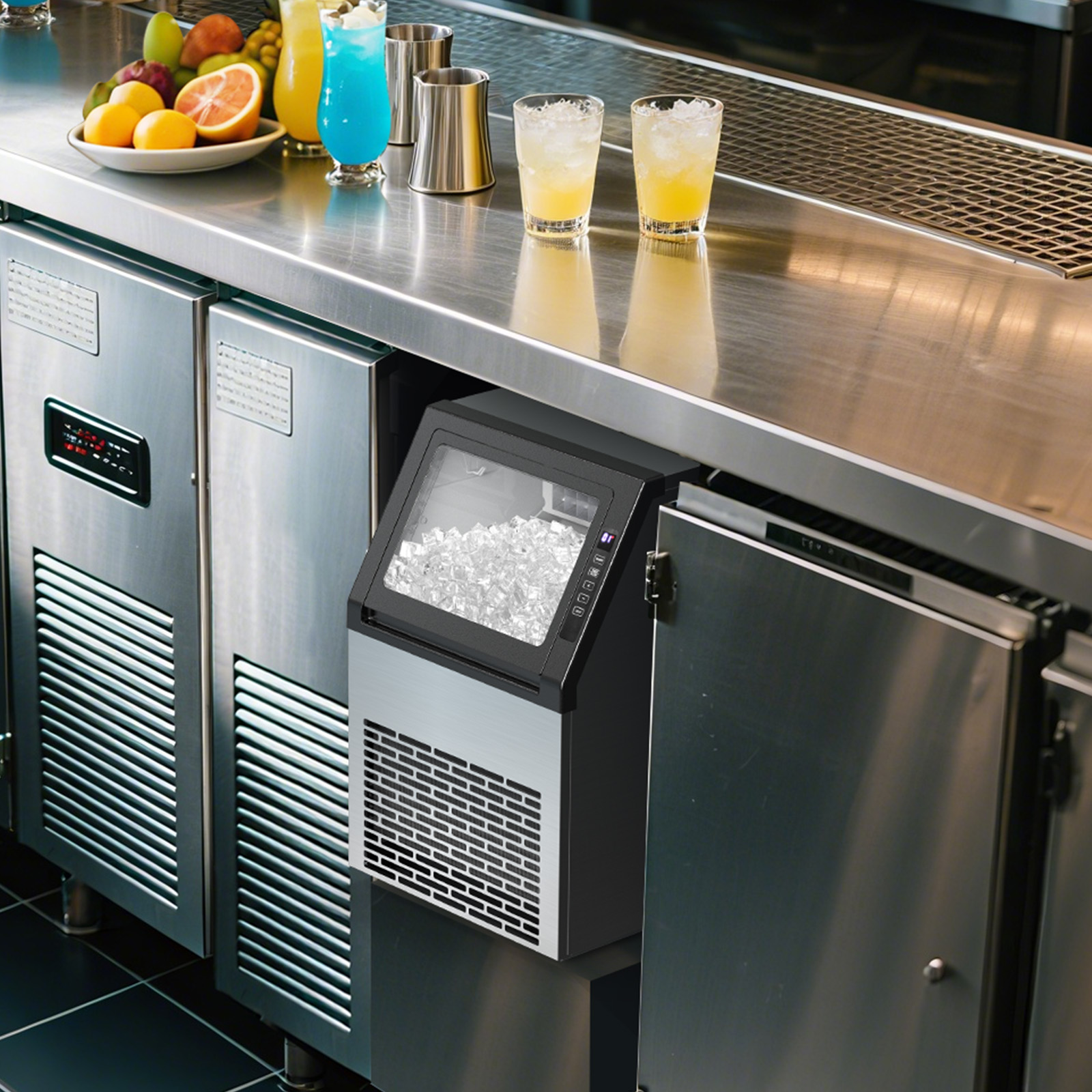 KNDKO 80Lbs/24H Commercial Ice Maker Machine With 22Lbs Ice Storage Capacity, Stainless Steel Ice Machine for Home/Bar/Restaurant