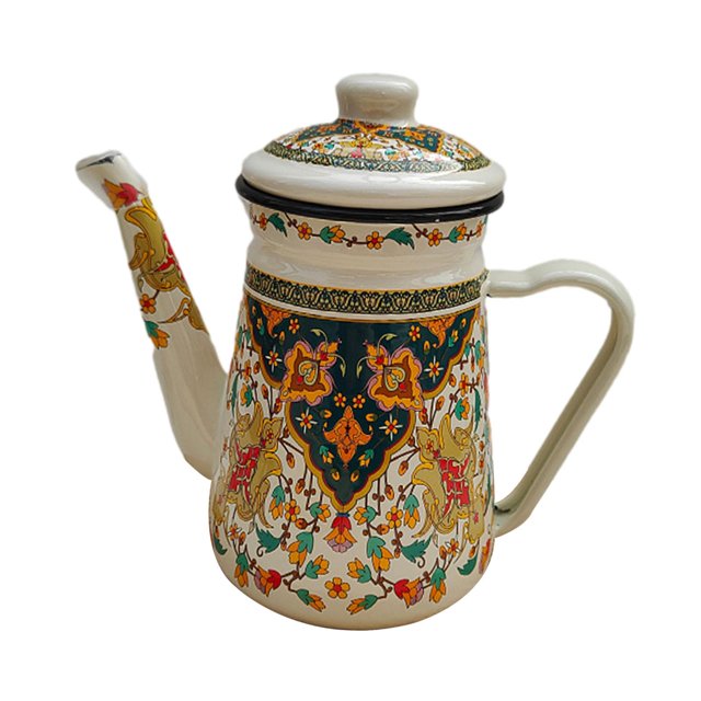 GROWTH TANK Cafetière en Émail Réutilisable Robuste Multiusage 1,2 L pour Cuisine Ménage Bureau Fleur Orange