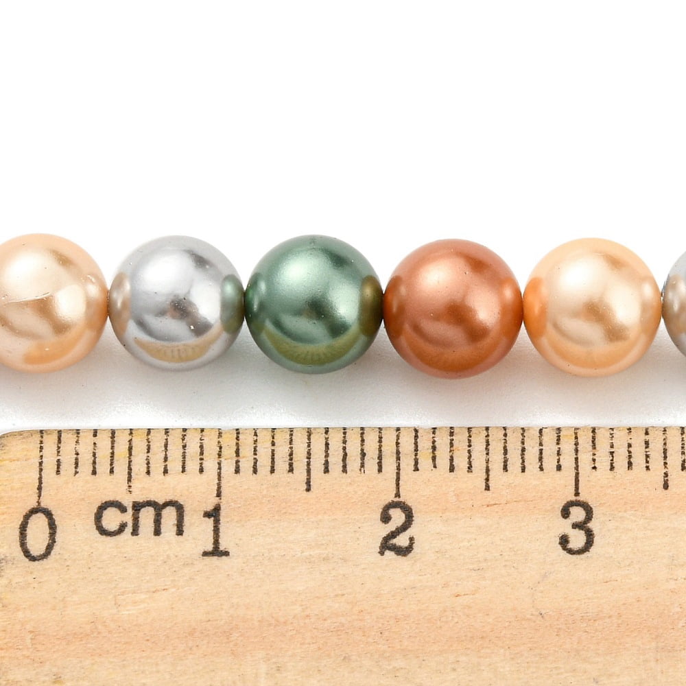 Electroplated Shell Pearl Beads Strands Dyed Round Chocolate 8mm Hole: 0.8mm 52pcs/strand 15.94 inch(40.5cm)
