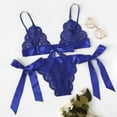 thumbnail image 3 of Conjunto de sujetador de mujer, ropa interior Sexy, conjunto de sujetador de encaje lateral con lazo festoneado, conjunto de lencería de Color sólido, sujetador bordado con lazo y conjuntos breves, 3 of 5